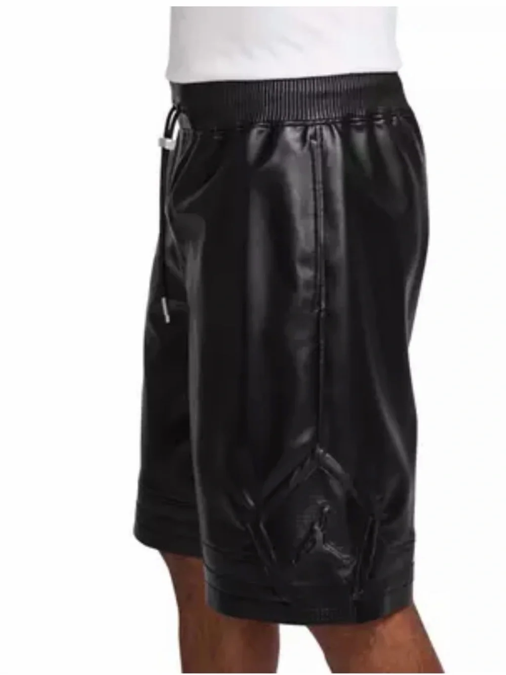 Nike Air Jordan Vegan Leather 10.5” Diamond Shorts Mens Size M Black HV0077-010